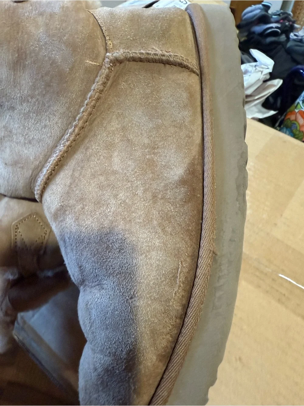 UGG Short Chestnut Suede Shearling Boots